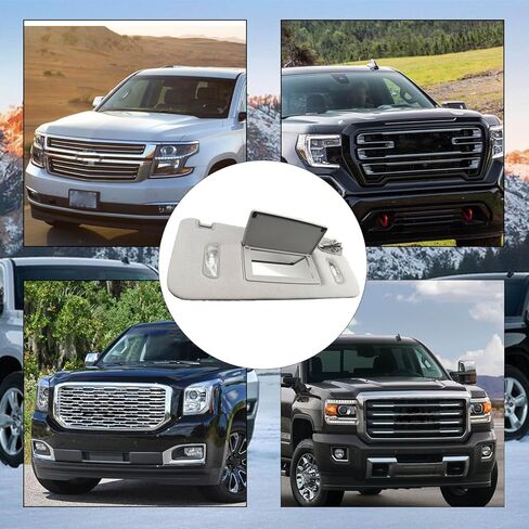 الجانب الأيمن من الركاب Sun Sun Found for Suburban Sierra 1500 2500 3500 Tahoe 2015-2019 ، Gray Car Sun Regor مع مرآة مكياج مضاءة 23459643 ، 23459646 ، 84247140 ، أقنعة حماية الشمس للسيارات in Kuwait