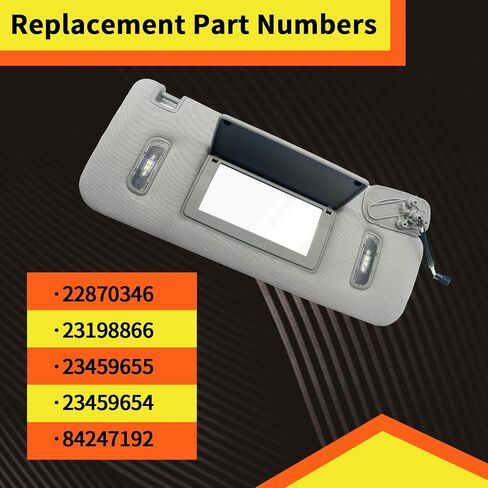 ماكياج Sun Sun Visor الأيمن Mirro Fit لعام 2015-2019 Cadillac Escalade/ESV ، شيفروليه سيلفرادو/ضاحية/تاهو ، GMC Sierra Denali/Yukon/XL ، استبدل 23459643 ، 23459646 ، 84247140 in Saudi Arabia