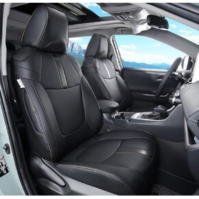 Custom Fit RAV4 Car Seat Covers Fit for 2019 2020 2021 2022 2023 2024 Toyota RAV4 LE Limited XLE Premium with Waterproof Faux Leather (LU01-XLE, Black,Full Set)