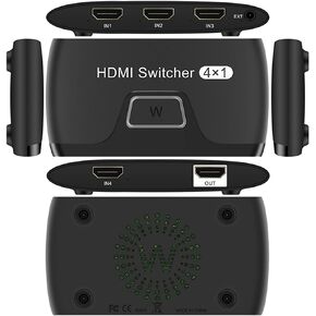 4K 30Hz 4x1 HDMI Switch, 4 Port Auto HDMI Switch Box with IR Remote,Support 4Kx2K 3D 1080P,4 in 1 Out HDMI Switch Switcher Selector for Xbox360/PS4/PS3/Roku/to TV Projector