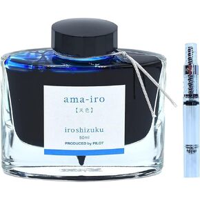 قلم حبر Pilot Iroshizuku المعبأ في زجاجات حبر AMA-IRO 50 مل ومجموعة نوع برغي محول الحبر CON-40 مع ملصق Kanji Love