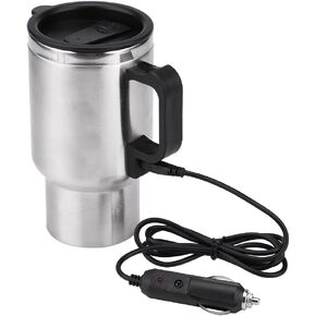 Fdit 12V Heated Travel Mug Stainless Steel Electric in-car Travel Heating Cup Coffee Tea Car Cup Mug with Anti-Spill Lid (450ml/15oz) in Kuwait
