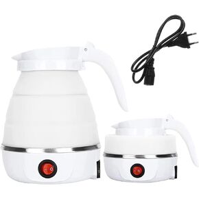 Electric Portable Kettle, Travel Kettle, Camping Kettle, Travel Foldable Kettle with Silicone Electric Insulation Heating Boiler Tea Pot for Camping 600ml, White TKWT01 in Kuwait