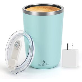 كوب قهوة يمكن التحكم في درجة حرارته، كوب تسخين ذاتي يصل إلى 140 درجة فهرنهايت، كوب قهوة ذاتي التحريك 2 في 1 مع غطاء، كوب خلط ذاتي الإغلاق للقهوة والشاي والكاكاو 13oz in Kuwait