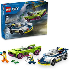 LEGO City Police Car and Muscle Car Chase, Emergency Vehicle Toy for Boys and Girls, Fun Gift for Kids Ages 6+ who Love Pretend Play Toys, Police Car Toy with Officer and Crook Minifigures, 60415 in Kuwait
