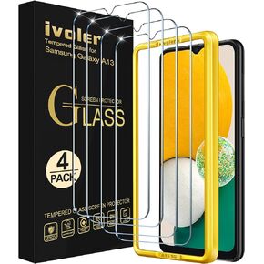 ivoler 4 Pack Screen Protector Tempered Glass for Samsung Galaxy A13 5G / 4G / A04S with [Easy Installation Frame] 9H Hardness Anti Scratch, Bubble Free, 6.5 inch