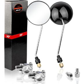 1PZ RM8-JE1 Universal 8mm Round Rear view Mirrors with 7/8" 22mm Handlebar Mount Replacement for 50cc GY6 Scooter Motorcycle Moped ATV Quad Go Kart Mini Dirt bike Wheeler (JETBLACK)