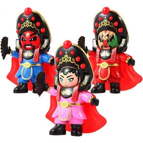 YUE MOTION Sichuan Opera Face Changing Doll -3 Pack-Mask Shifting Puppet Decoration - Bian Lian Plastic Decorative Ornament Toys with 4 Unique Faces - Fidget Toys for Christmas Stocking Stuffer