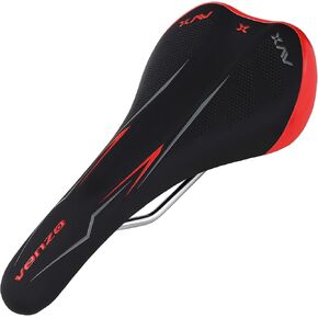 Venzo AVX Bike Bike Road MTB Mountain الفولاذ المقاوم للصدأ مقعد سرج مريح - مستوى متوسط ​​- سرج السباق - الحجم: 280 مم × 140 مم - أسود أحمر in Kuwait