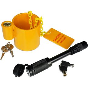 ENJ 2 Pack Pin Lock kit (One Wheel King Pin Lock;One Trailer Hitch Pin Lock),Keyed Different Anti Theft for RVs, Trailers, etc;(One Set of Keys for One Lock)