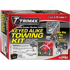 Trimax TCP50 Trailer Lock Combo Pack (Keyed Alike) , Black