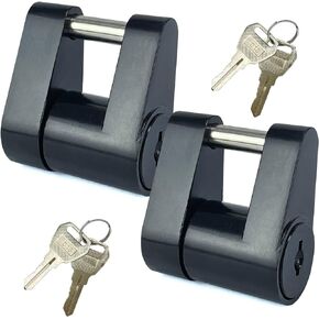 Sutekus Keyed Alike Trailer Coupler Lock, Dia 1/4 Inch, 3/4 Inch Span, Trailer Hitch Lock Heavy-Duty Steel Trailer Tongue Locks for Tow Boat RV Truck Car Coupler (Black 4Pack)