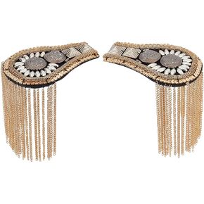 SUPERFINDINGS Shoulder Epaulets Tassel Fashion Epaulet Board Link Chain Badge with Iron Chains and Plastic Felt Cloth Uniform Accessories