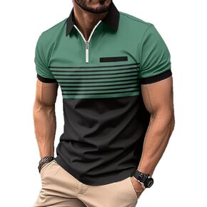 Men's Polo Shirts 2024 Short Sleeve Casual Polo T Shirt Color Block Slim Fit Golf Shirts with Pocket
