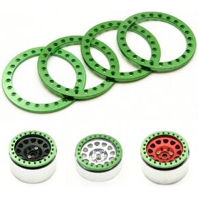 RCLIONS 4pcs Aluminum Replacement Wheel Rim Beadlock Ring for 1:10 RC Crawler Car 2.2" RC Wheels/Rims (Green)