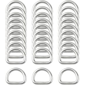30 قطعة 304 الفولاذ المقاوم للصدأ ملحومة D-خواتم معدنية D حلقة لأكياس الأجهزة حلقة مقاود الكلب ، اكسسوارات اليد DIY (0.6 "/15 مللي متر) in Kuwait