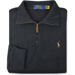 Polo Ralph Lauren Men's Half Zip French Rib Cotton Pullover Sweater (Black, XX-Large) in Saudi Arabia