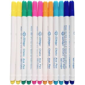 12 Pieces Fabric Pen Disappearing Ink Pen 6 Color Water Erasable Pen Fabric Marker for Sewing Embroidery Supplies DIY Tracing Tools