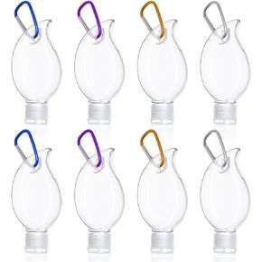 RONRONS 8 Pieces Hot Sauce Bottles Keychain, 1.69 oz Mini Condiment Bottle Leaf Shaped Plastic Squeeze Container with Caps, Travel Size Ketchup Container for Mustard Salad Dressing Honey, Clear in Kuwait