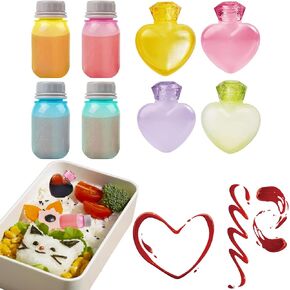 8 Pieces Mini Condiment Bottles for Lunch Box, Mini Ketchup Bottle for Lunches, Cute Heart Condiment Squeeze Bottles Plastic Sauces Containers for Bento Box Accessories
