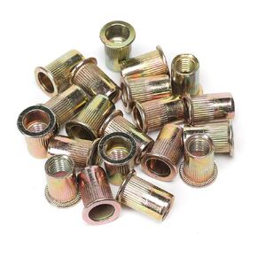 20pcs M12 Rivet Nuts, Zinc Plated Finish Carbon Steel Flat Head Rivnut Threaded Insert Nut Knurled Body