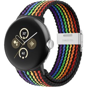 أحزمة مضفرة قابلة للتمدد متوافقة مع ساعة Pixel Watch 2 Band/Google Pixel Watch Band - موصل مطور - أشرطة حلقة رياضية من النايلون المرن القابل للتعديل لساعة Pixel 2 & 1 النساء والرجال in Kuwait