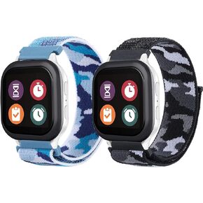 2 Packs Camo Nylon Band Compatible with Gizmo Watch 3 2 1/Gabb Watch 3 2 1/SyncUP Kids Watch,20mm Soft Breathable Hook & Loop Smartwatch Band Replacement for Boys and Girls,Child Size