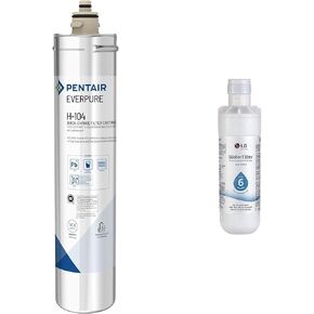 Pentair Everpure H-104 Quick-Change Filter Cartridge, EV961211 & LG LT1000P - 6 Month / 200 Gallon Capacity Replacement Refrigerator Water Filter (NSF42, NSF53, and NSF401), White