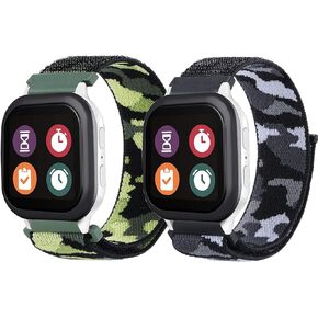 عبوتان من سوار النايلون المموه المتوافق مع ساعة Gizmo 3 2 1/Gabb Watch 3 2 1/SyncUP للأطفال، 20 مم ناعم قابل للتنفس وحلقة بديلة لساعة ذكية للأولاد والبنات، مقاس الطفل