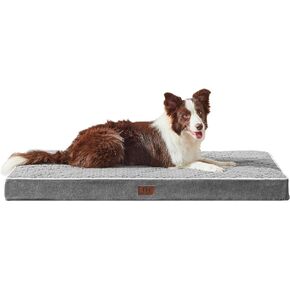 Large Dog Bed - Dog Crate Bed Orthopedic Large Sized Dog Beds,Washable & Waterproof Cover Big Plush Comfort Pet Bed Mat, Egg Crate Foam Dog Bed