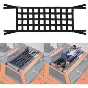 Seven Sparta Car Roof Net Hammock Compatible with Jeep Gladiator JT & Jeep Wrangler YJ, TJ, JK, JKU, JL, JLU 1987-2020 4-Door and 2-Door