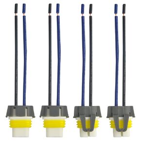 4Pcs H11 Ceramic Female Socket Adapter Connector Extension Wiring Harness for Headlight Fog Light Retrofit Pigtail Bulb Connector