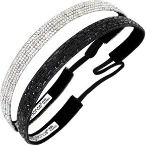 مجموعة هدايا عصابة رأس للسيدات والفتيات من Sweaty Bands - عصابات رأس لامعة مبطنة بالمخمل غير قابلة للانزلاق - عبوتان من Bling It Princess Tiara وBling It Always in Style in Kuwait