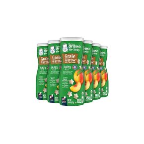 Gerber Baby Snacks, Organic Puffs, Peach, Baby Food, 1.48 Ounce (Pack of 6)