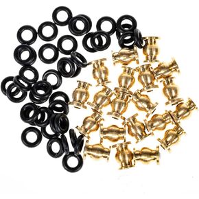 RampCrab RC Rod Ends Ball Studs Joints Set for SCX24, 20Pcs Brass Ball & 40Pcs O-Ring, Upgrades Parts for 1/24 RC Crawler Car, Brass Upgrades Accessories