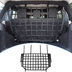 RT-TCZ Car Rear Trunk Organizer Isolation Cargo Net, Mesh Dog Barrier Divider Net for Jeep Wrangler JKU & JLU 4 Door 2007-2023