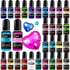 Epoxy Resin Pigment - 30 Colors Concentrated Liquid Epoxy Resin Dye, Transparent Resin Colorant for Resin Coloring, DIY Resin Jewelry Making, Resin Painting, Resin Art Crafts - 0.35oz/10ml Each