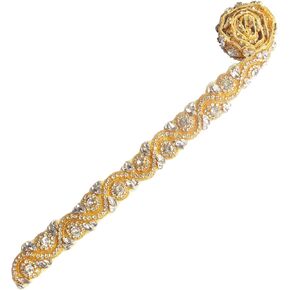 ShiDianYi Wedding Sash Belt Rhinestone Belt Trim Pearl Wedding Belt Bridal Dress Belt Crystal Applique Sparkle Belt for DIY