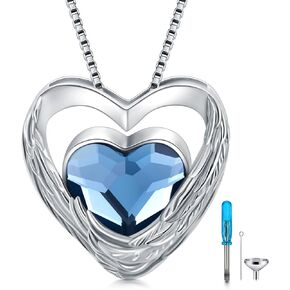 Pet/Hamsa/Moon Star/Circle Of Life/Heart Urn Necklace Sterling Silver Cremation Jewelry for Ashes Memorial Pendant Keepsake Jewelry for Women Men