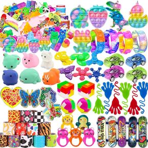 66 Pcs Party Favors for Kids, Pop Fidget it Toys, Treasure Box Toys, Classroom Prizes, Pinata Filler Goodie Bag Stuffers, Treasure Chest, Carnival Prizes, Prize Box Toys for Boys Girls