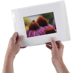 Creative Inspirations Pre-Cut Bevel 4-Ply Mats Presentation Kits - 25 Acid-Free Mats, Backing Boards, & Seal Bags for Artwork - 5x7"