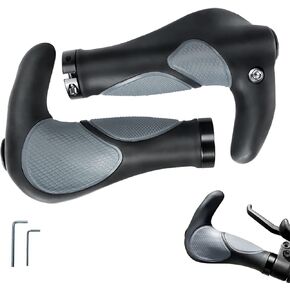 Bike Handlebar Grips, Double Lock-on Handle Grip Comfortable Ergonomic Palm Print Soft Gel Bicycle Grips for Mountain MTB Scooter Cycling