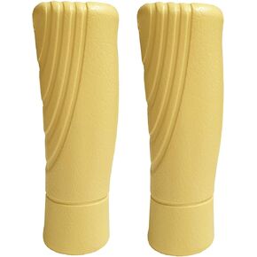 Pik Ergonomic Bicycle Handle Grips – Set of Two/PVC Leather-Like Texture/Easy to Install on Bike Handlebar/for Men Women Children (Cream, One Short-One Long)