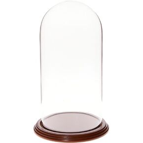 Plymor 5.5" x 11" Glass Display Dome Cloche (Black MDF Wood Base)