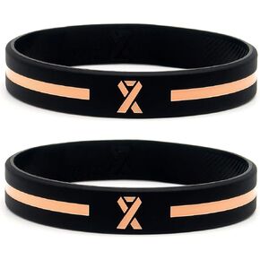 Inkstone (12-pack) Peach Awareness Ribbon Bracelets - Wholesale Pack of 1 Dozen Unisex Silicone Rubber Wristbands in Bulk for Men Women…
