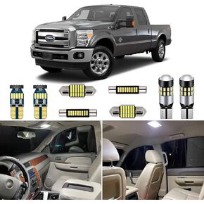 11 Piece White Interior LED Lights kit for 2008-2020 Ford F250 F350 Super Duty Super Bright 6000K Interior LED Light Bulbs Package + Install Tool