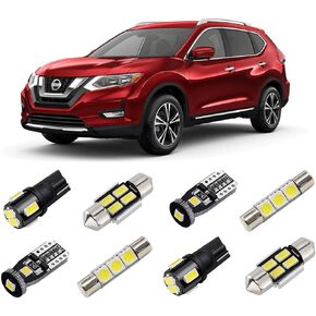 White Interior LED Lights Kit for Nissan Rogue 2014 2015 2016 2017 2018 2019 Super Bright 6000K Interior LED Bulbs Package + License Plate Lights and Install Tool