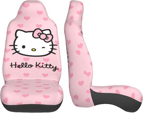 2 PCS Kawaii Cat Car Seat Covers Pink Car Interior Seat Accessories Women Cute Car Front Seat Protectors Universal Fit for Car Auto Truck Van SUV Sedan Vehicle in Saudi Arabia