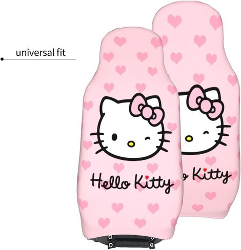 2 PCS Kawaii Cat Car Seat Covers Pink Car Interior Seat Accessories Women Cute Car Front Seat Protectors Universal Fit for Car Auto Truck Van SUV Sedan Vehicle in Saudi Arabia