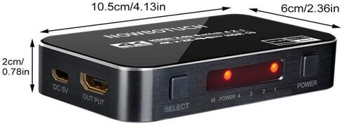 4K 60Hz 4x1 HDMI Switch 4 Ports HDMI 2.0 Switcher Selector 4 in 1 Out HDMI Splitter with IR Remote Supports HDCP 2.2 Ultra HD HDR10 3D HD1080P Dolby DST for PS4 Xbox Fire Stick PC and More in Kuwait